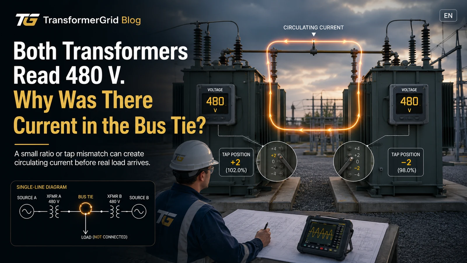 Both Transformers Read 480 V. Why Was There Current in the Bus Tie?
