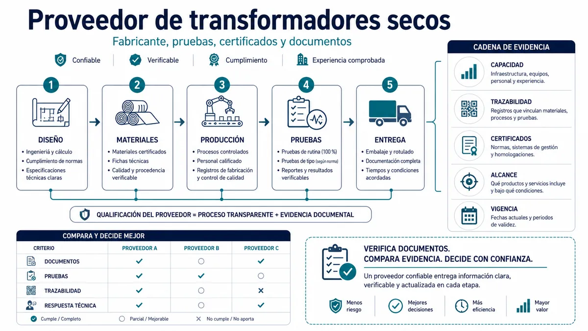 Proveedor de transformadores secos: cómo comparar fabricante, pruebas, certificados y documentos
